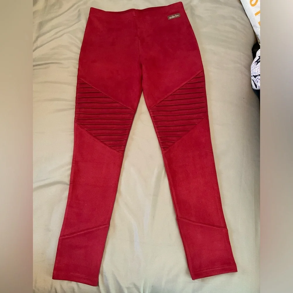 Girls Matilda Jane Heart to Heart Isabella Faux Suede Magenta Moto Leggings 14